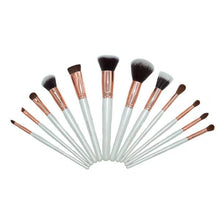 Cargar imagen en el visor de la galería, KIT DE BROCHAS DE MAQUILLAJE ORO ROSA X 12 PCS