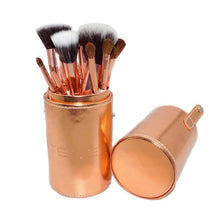 Cargar imagen en el visor de la galería, KIT DE BROCHAS DE MAQUILLAJE ORO ROSA X 12 PCS