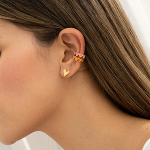 SET DE ARETES Y 2 EARCUFF CORAZONES