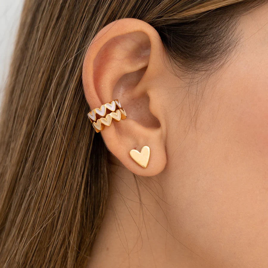 SET DE ARETES Y 2 EARCUFF CORAZONES