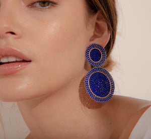 ARETE TEJIDO DOBLE AZUL