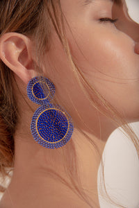 ARETE TEJIDO DOBLE AZUL