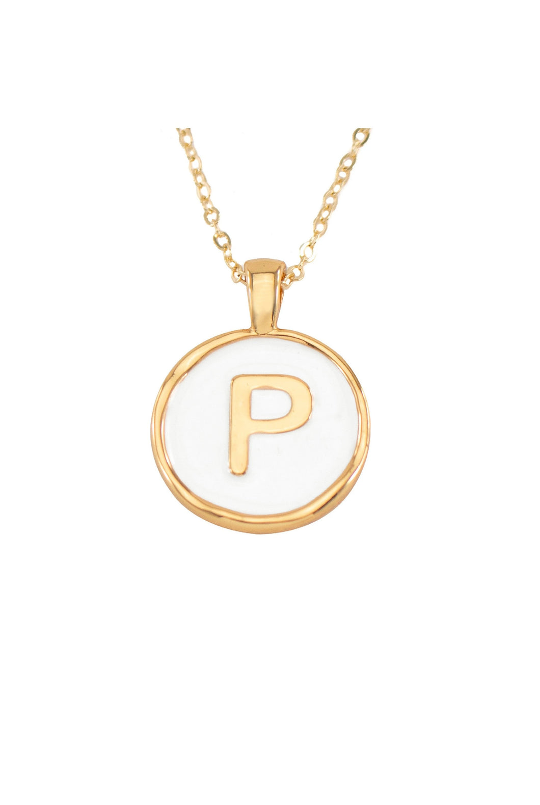 SET CADENA LETRA P HUESO + ARETES 18 MM