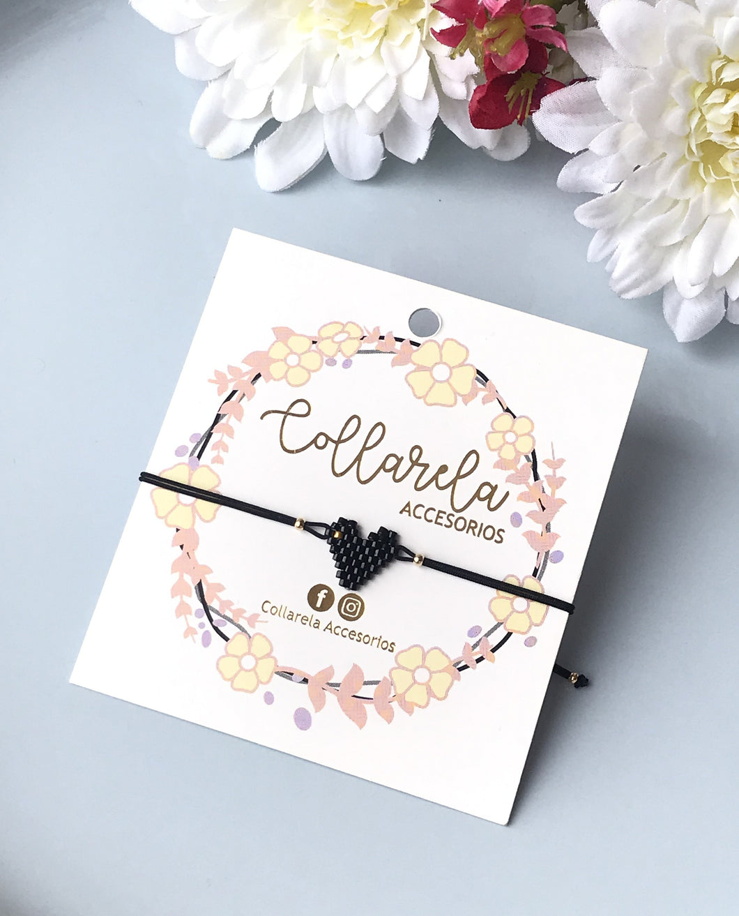 PULSERA CORAZÓN MIYUKI NEGRO