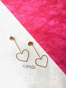 ARETES CORAZÓN BRONCE