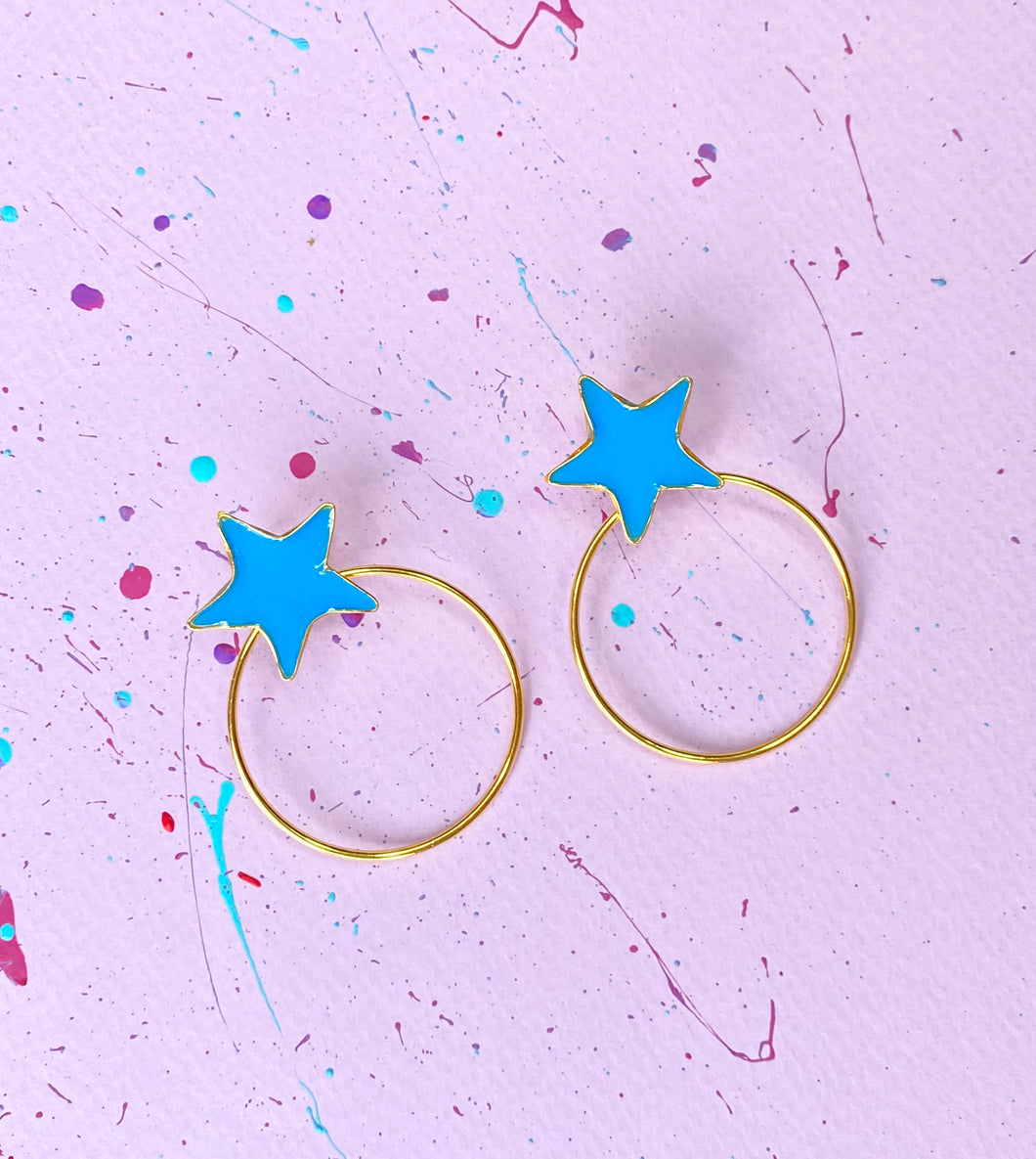 ARETES ESTRELLAS AZULES - DOBLE FUNCIÓN