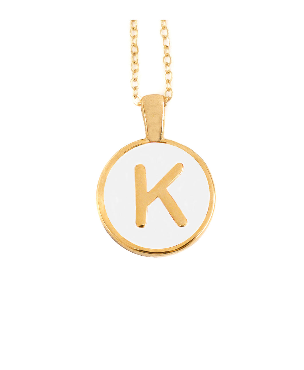 SET CADENA LETRA K HUESO + ARETES 18MM